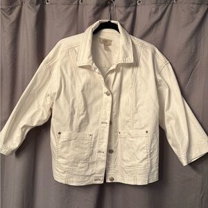 LOGO by Lori Goldstein Cream Lightweight Jean Jacket